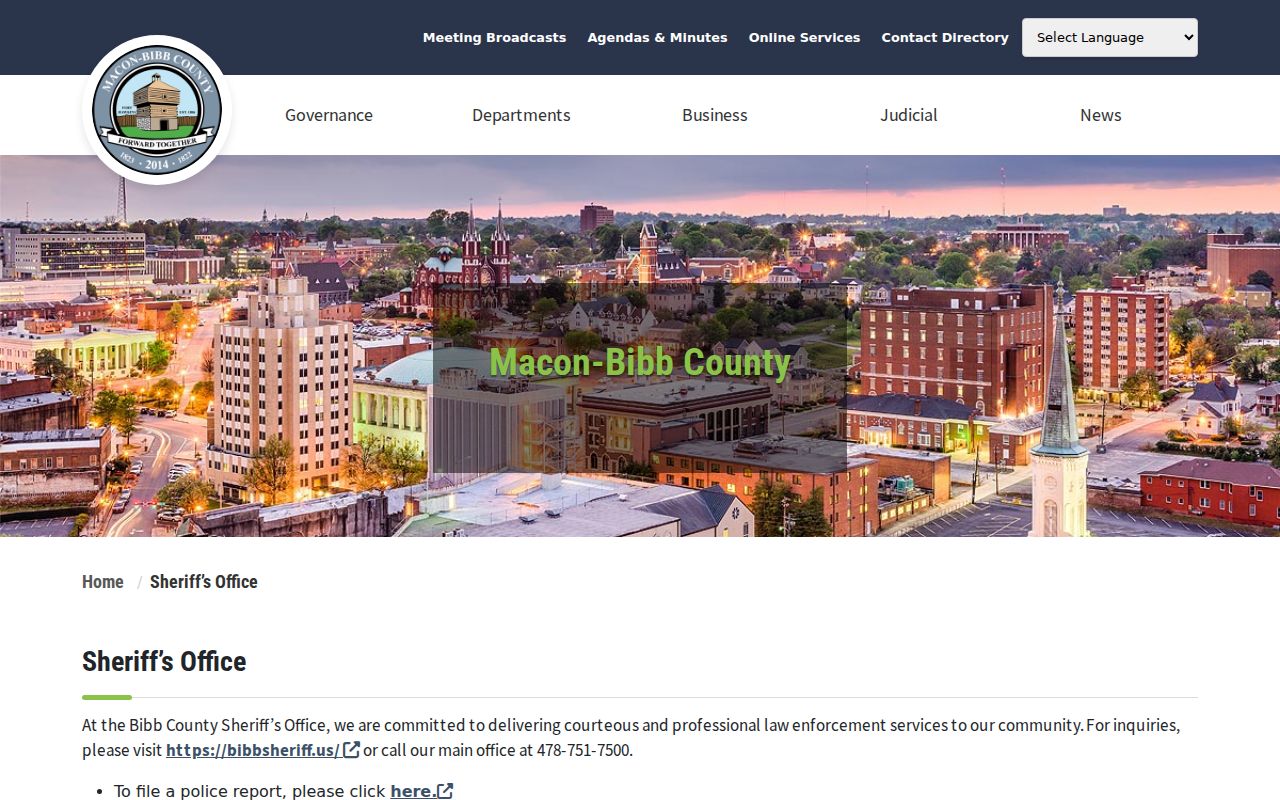 Bibb County Sheriff services and arrest record links