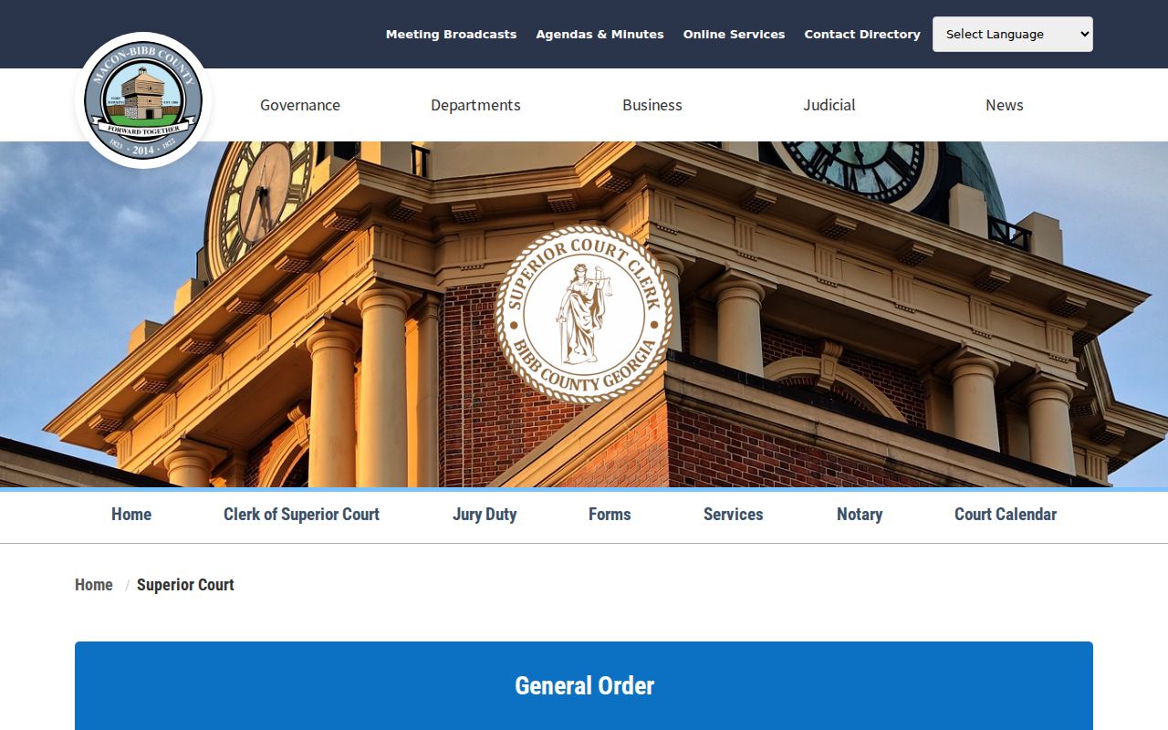 Bibb County Superior Court official information page