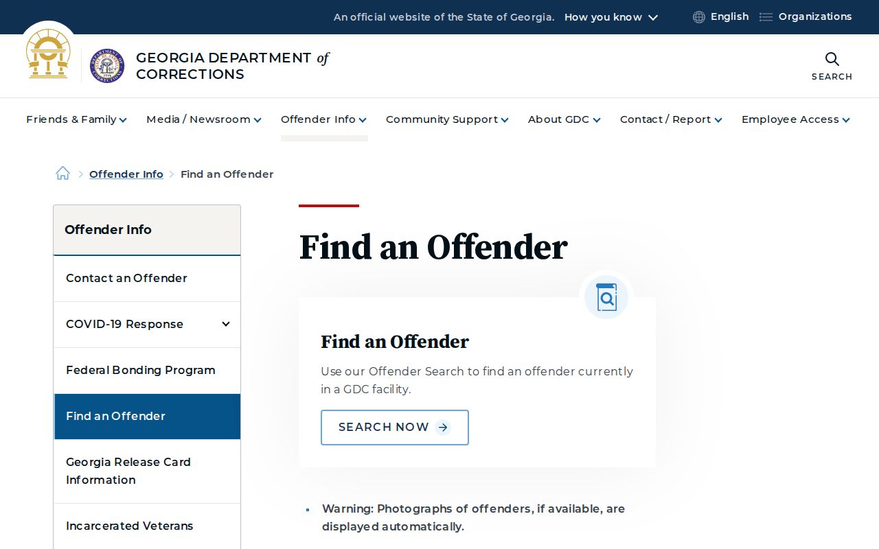 Georgia Department of Corrections Find an Offender search