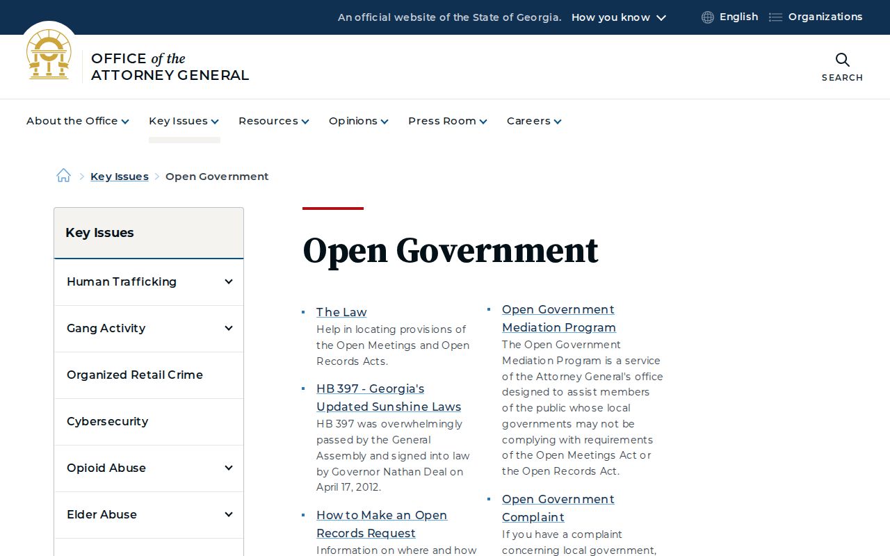 Georgia Attorney General open-government guidance