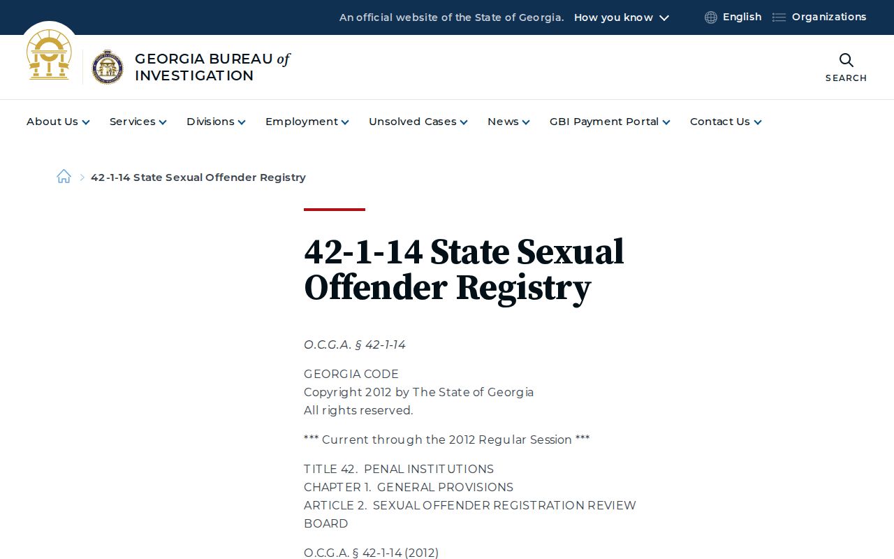 Georgia law governing sex offender risk classification